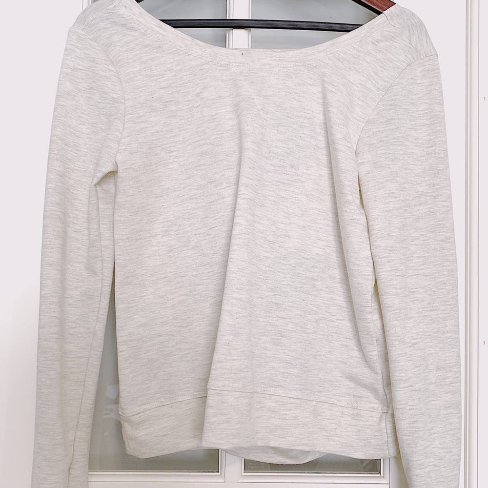 Swoop neck, cross back sweater